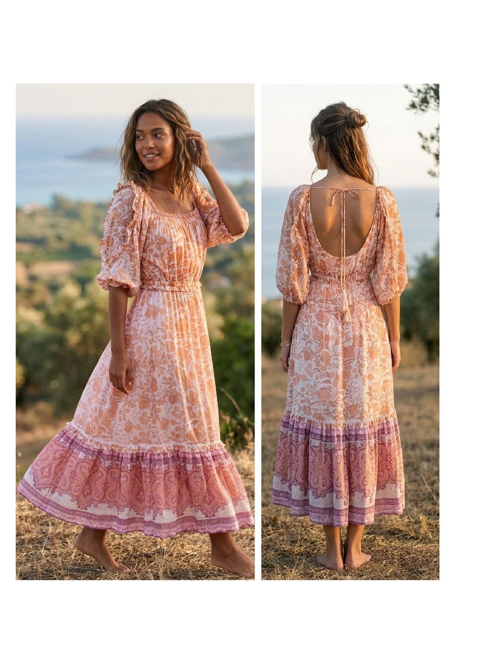 SECRET MISSION x SUPER NATURAL Aviana Floral Maxi Dress Medium Backless Boho